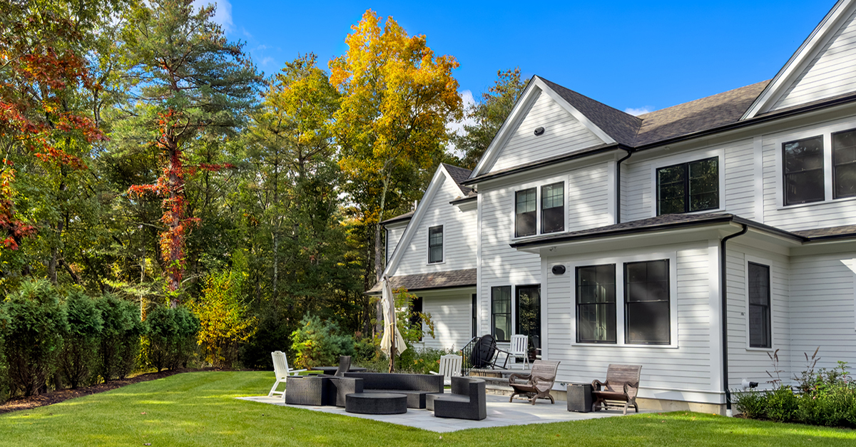 A suburban home in the early fall